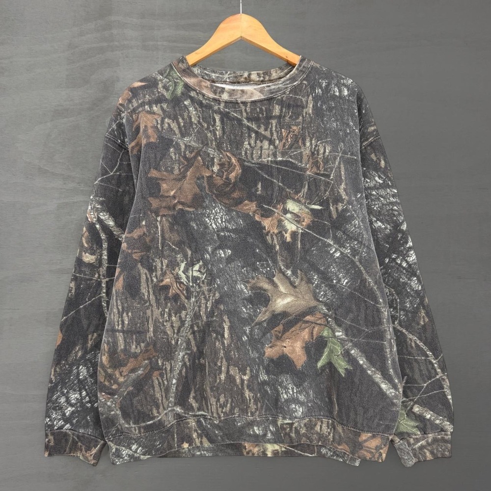 Vintage Sweatshirt Camo Real Tree Brown Realtree Mossy Oak Crewneck XL